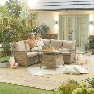 Nova Garden Furniture Oyster Compact Corner Dining Set with Casual Table Nova Garden Furniture Oyster Compact Corner Dining Set with Casual Table