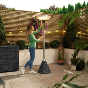 Nova Garden Furniture Grey Flat Weave 2100w Rattan Free Standing Patio Heater Nova Garden Furniture Grey Flat Weave 2100w Rattan Free Standing Patio Heater