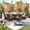 Nova Garden Furniture Olivia Brown Rattan 8 Seat Round Dining Set with Fire Pit