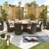 Nova Garden Furniture Olivia Brown Rattan 8 Seat Round Dining Set with Fire Pit