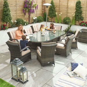 Nova Garden Furniture Olivia Brown Oval 8 Seat Dining set Nova Garden Furniture Olivia Brown Oval 8 Seat Dining set