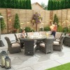 Nova Garden Furniture Olivia Brown Oval 8 Seat Dining set With Fire Pit