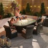 Nova Garden Furniture Olivia Brown Oval 8 Seat Dining set With Fire Pit