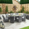 Nova Garden Furniture Olivia Grey Oval 8 Seat Dining set With Fire Pit