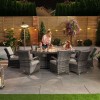 Nova Garden Furniture Olivia Grey Oval 8 Seat Dining set With Fire Pit