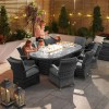 Nova Garden Furniture Olivia Grey Oval 8 Seat Dining set With Fire Pit