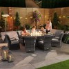 Nova Garden Furniture Olivia Grey Oval 8 Seat Dining set With Fire Pit