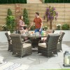 Nova Garden Furniture Brown Round 6 Seat 1.35m Dining Set With Ice Bucket