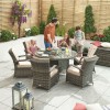 Nova Garden Furniture Brown Round 6 Seat 1.35m Dining Set With Ice Bucket