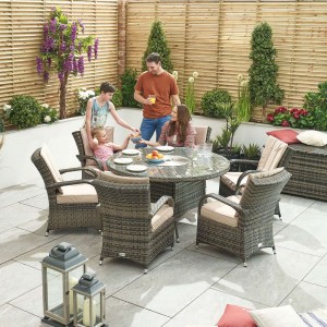 Nova Garden Furniture Brown Round 6 Seat 1.35m Dining Set With Ice Bucket Nova Garden Furniture Brown Round 6 Seat 1.35m Dining Set With Ice Bucket