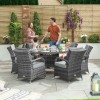 Nova Garden Furniture Olivia Grey Rattan 6 Seat Round Dining Set with Ice Bucket