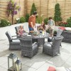 Nova Garden Furniture Olivia Grey Rattan 6 Seat Round Dining Set with Ice Bucket