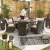 Nova Garden Furniture Olivia Brown Round 6 Seat 1.5m Dining Set With Fire Pit