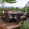 Nova Garden Furniture Olivia Brown Round 6 Seat 1.5m Dining Set With Fire Pit