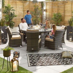 Nova Garden Furniture Olivia Brown Round 6 Seat 1.5m Dining Set With Fire Pit Nova Garden Furniture Olivia Brown Round 6 Seat 1.5m Dining Set With Fire Pit