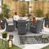 Nova Garden Furniture Olivia Grey Round 6 Seat 1.5m Dining Set With Fire Pit