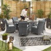 Nova Garden Furniture Olivia Grey Round 6 Seat 1.5m Dining Set With Fire Pit