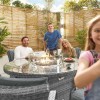 Nova Garden Furniture Olivia Grey Round 6 Seat 1.5m Dining Set With Fire Pit