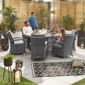 Nova Garden Furniture Olivia Grey Round 6 Seat 1.5m Dining Set With Fire Pit Nova Garden Furniture Olivia Grey Round 6 Seat 1.5m Dining Set With Fire Pit