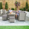 Nova Garden Furniture Ciara White Wash Left Hand Corner Dining Set with Rising Table