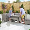 Nova Garden Furniture Ciara White Wash Left Hand Corner Dining Set with Rising Table