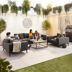 Nova Garden Furniture Infinity Dark Grey 3 Seat Fabric Sofa Set