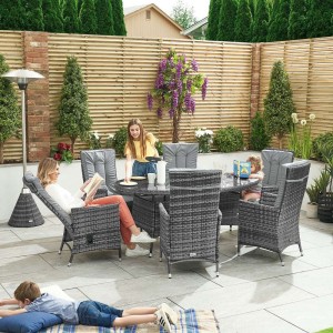 Nova Garden Furniture Ruxley Grey Rattan 6 Seat Oval Dining Set