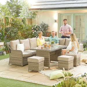 Nova Garden Furniture Oyster Corner Dining Set with Casual Table Nova Garden Furniture Oyster Corner Dining Set with Casual Table