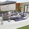 Nova Outdoor Fabric Light Grey Eden Corner Sofa Set with Chairs & Stool