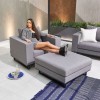 Nova Outdoor Fabric Light Grey Eden Corner Sofa Set with Chairs & Stool