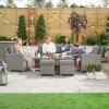 Nova Garden Furniture Ciara White Wash Rattan 3 Seater Sofa Dining Set with Rising Table