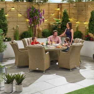 Nova Garden Furniture Thalia Willow Rattan 6 Seat Round Dining Set with Ice Bucket
