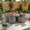 Nova Garden Furniture Thalia White Wash Rattan 6 Seat Round Dining Set with Ice Bucket