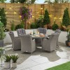 Nova Garden Furniture Thalia White Wash Rattan 6 Seat Round Dining Set with Ice Bucket