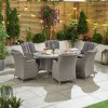 Nova Garden Furniture Thalia White Wash Rattan 6 Seat Oval Dining Set with Ice Bucket