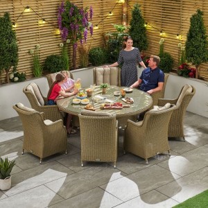 Nova Garden Furniture Thalia Willow Rattan 8 Seat Round Dining Set with Ice Bucket Nova Garden Furniture Thalia Willow Rattan 8 Seat Round Dining Set with Ice Bucket