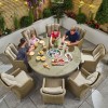 Nova Garden Furniture Thalia Willow Rattan 8 Seat Round Dining Set with Ice Bucket