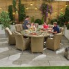 Nova Garden Furniture Thalia Willow Rattan 8 Seat Round Dining Set with Ice Bucket