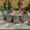 Nova Garden Furniture Thalia White Wash Rattan 8 Seat Round Dining Set with Ice Bucket