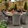 Nova Garden Furniture Thalia White Wash Rattan 8 Seat Round Dining Set with Ice Bucket