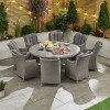 Nova Garden Furniture Thalia White Wash Rattan 8 Seat Round Dining Set with Ice Bucket