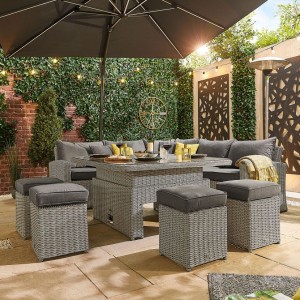 Nova Garden Furniture Deluxe Ciara White Wash Rattan Corner Dining Set with Rising Table Nova Garden Furniture Deluxe Ciara White Wash Rattan Corner Dining Set with Rising Table