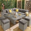 Nova Garden Furniture Deluxe Ciara White Wash Rattan Corner Dining Set with Rising Table