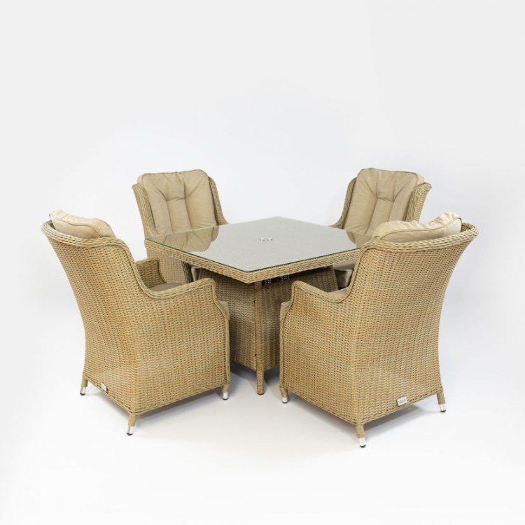 Nova Garden Furniture Thalia 4 Seat Willow 1m Square Rattan Dining Set