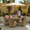 Nova Garden Furniture Leeanna Willow Rattan 6 Seat Round Dining Set with Ice Bucket