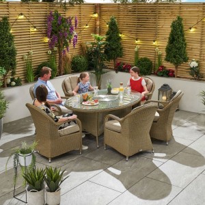 Nova Garden Furniture Leeanna Willow Rattan 6 Seat Oval Dining Set with Ice Bucket