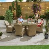 Nova Garden Furniture Leeanna Willow Rattan 6 Seat Oval Dining Set with Ice Bucket