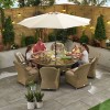 Nova Garden Furniture Leeanna Willow Rattan 8 Seat Round Dining Set with Ice Bucket