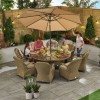 Nova Garden Furniture Leeanna Willow Rattan 8 Seat Round Dining Set with Ice Bucket