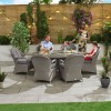 Nova Garden Furniture Leeanna White Wash Rattan 6 Seat Oval Dining Set with Ice Bucket